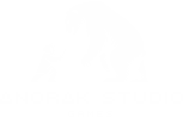Logo Anorak Studio Games : un explorateur face à un ours.